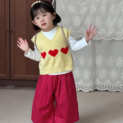 ベスト ハートモチーフVネックニットベスト【mh0011260】