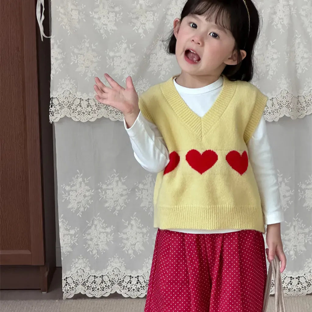 ベスト ハートモチーフVネックニットベスト【mh0011260】