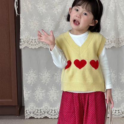 ベスト ハートモチーフVネックニットベスト【mh0011260】