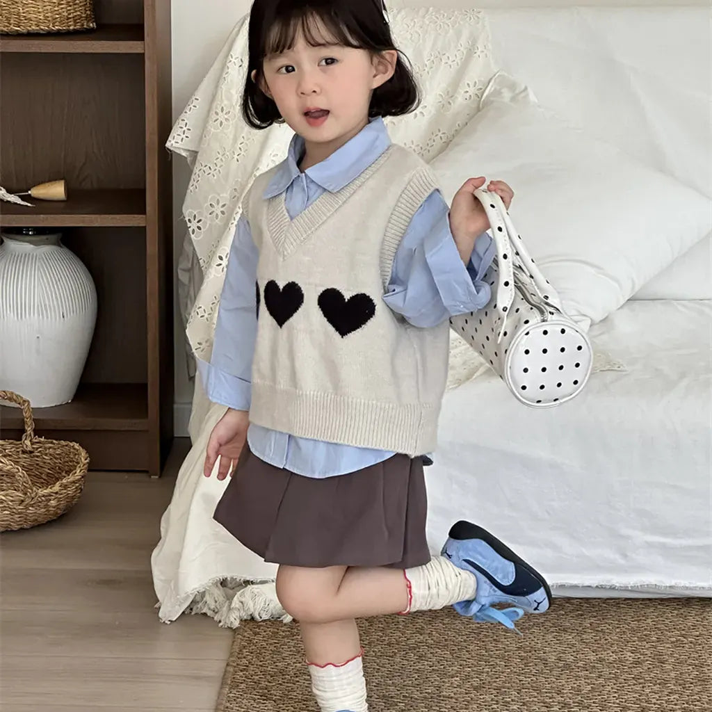 ベスト ハートモチーフVネックニットベスト【mh0011260】