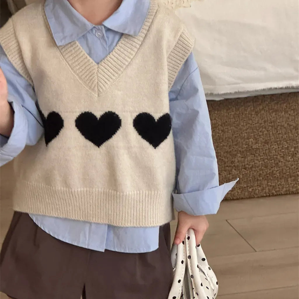 ベスト ハートモチーフVネックニットベスト【mh0011260】
