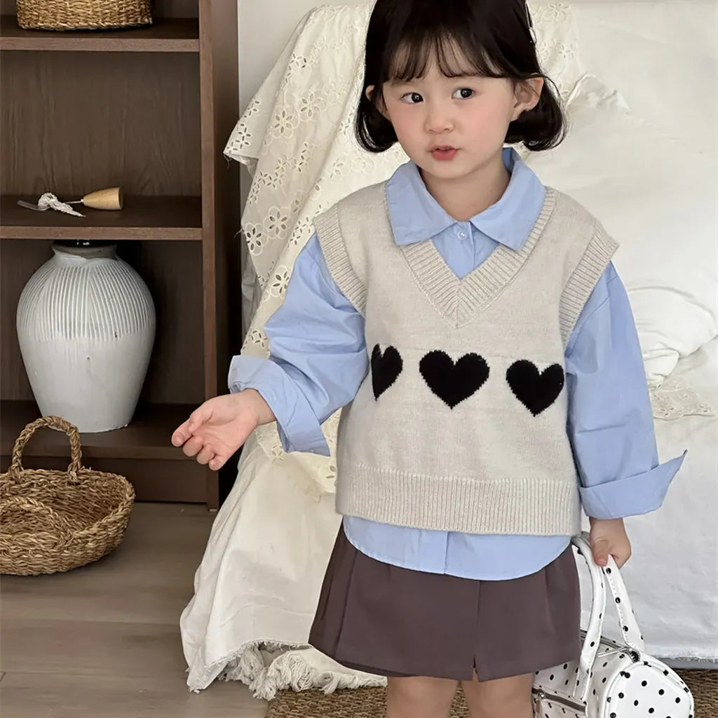 ベスト ハートモチーフVネックニットベスト【mh0011260】