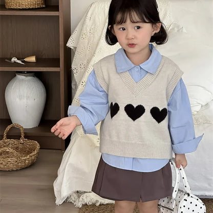 ベスト ハートモチーフVネックニットベスト【mh0011260】