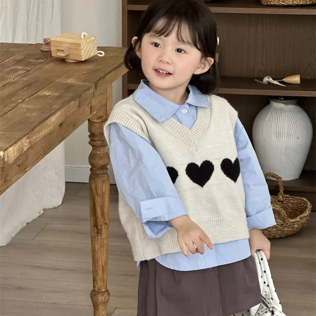 ベスト ハートモチーフVネックニットベスト【mh0011260】