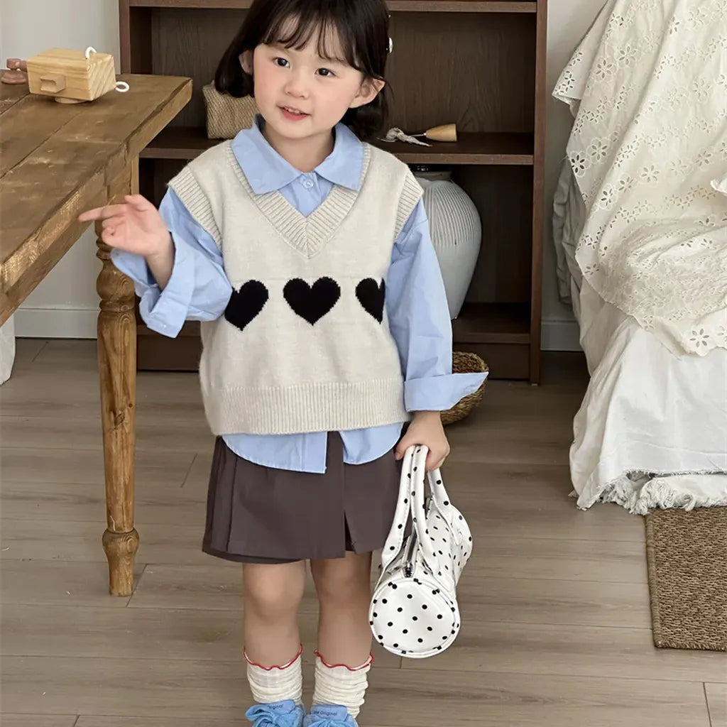 ベスト ハートモチーフVネックニットベスト【mh0011260】