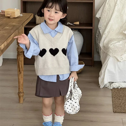 ベスト ハートモチーフVネックニットベスト【mh0011260】