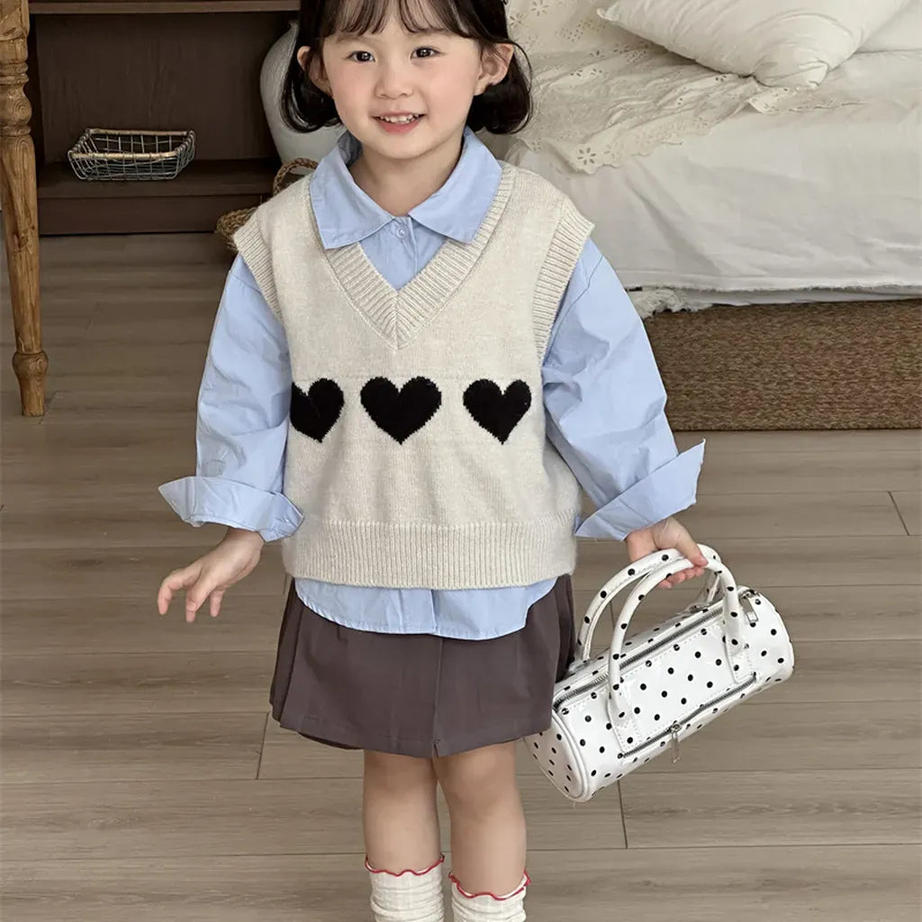 ベスト ハートモチーフVネックニットベスト【mh0011260】