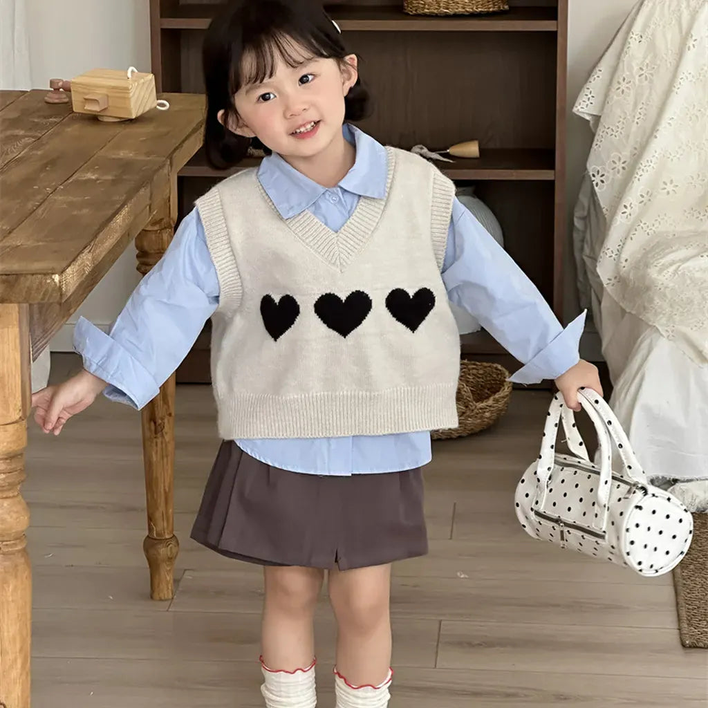 ベスト ハートモチーフVネックニットベスト【mh0011260】