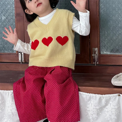 ベスト ハートモチーフVネックニットベスト【mh0011260】