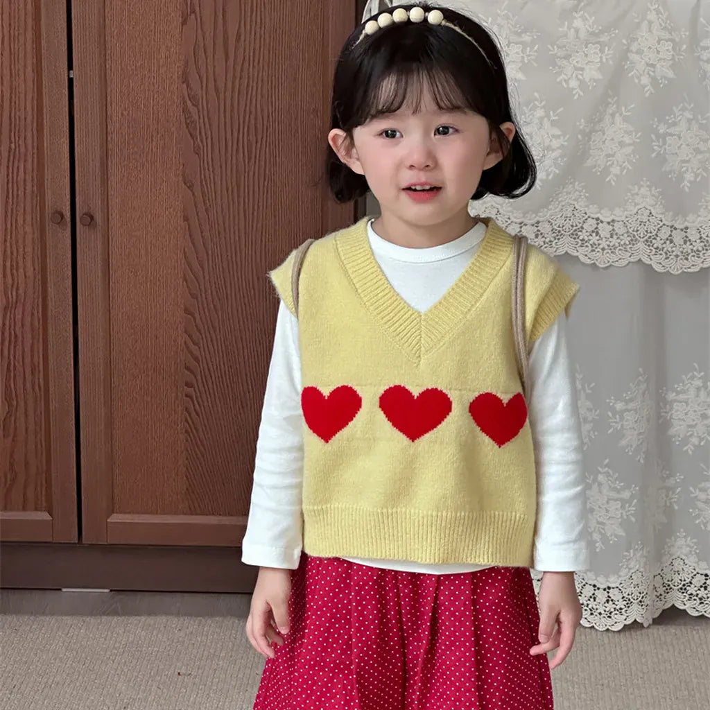 ベスト ハートモチーフVネックニットベスト【mh0011260】