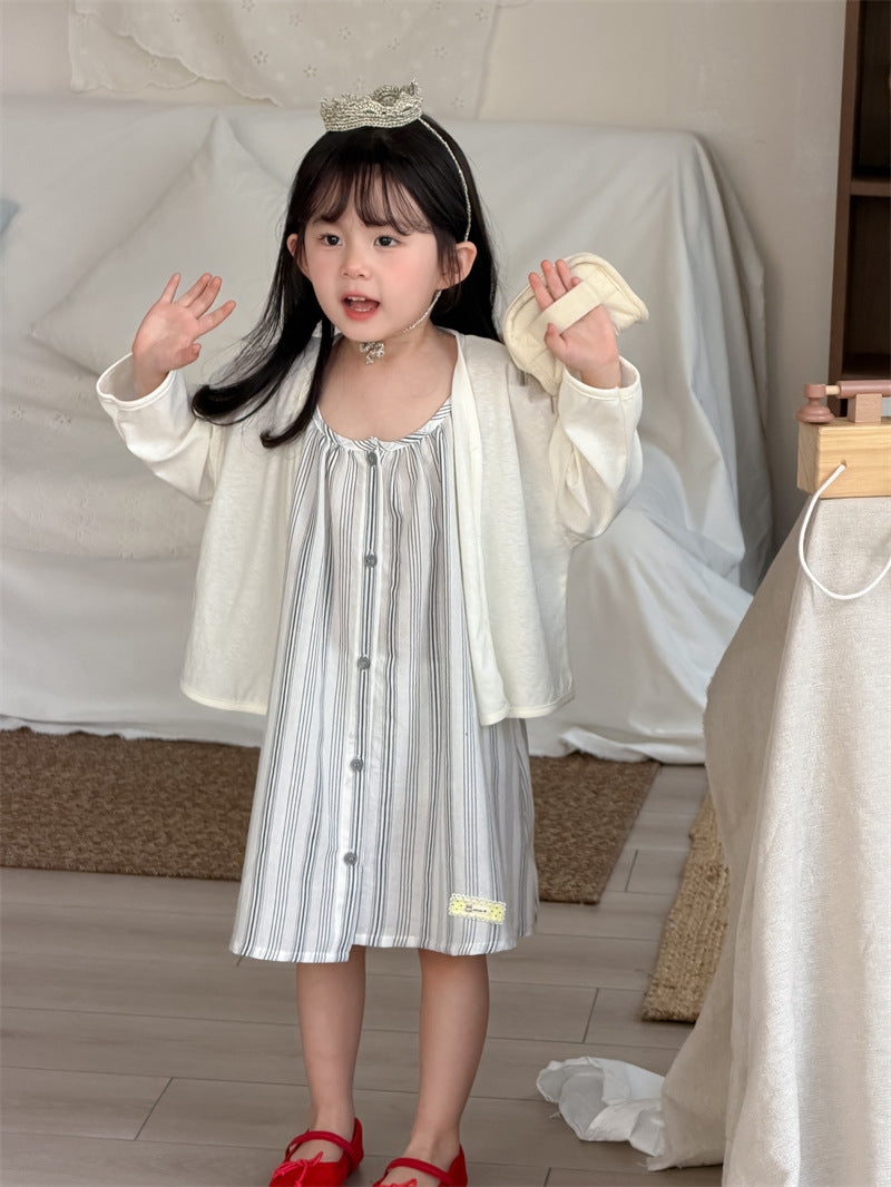 ノースリーブワンピース Vertical Stripe Sundress Labeled Dress ストライプ柄 キャミワンピース【mh0012187】