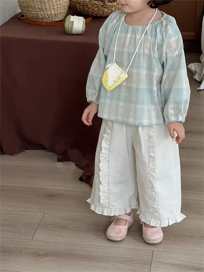 ロングパンツ・スウェットパンツ White / 18M  (80cm) キッズパンツ センター裾フリルワイドルーズロングパンツ【mh0008901】