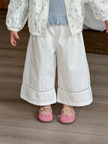 ロングパンツ・スウェットパンツ White / 80cm Lace Cotton Straight Leg Pants レース コットンパンツ【mh0012199】