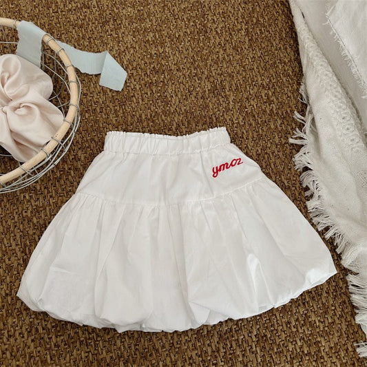 スカート White / 80cm キッズスカート レターロゴ刺繍ワンポイントバルーンスカート【mh0008977】