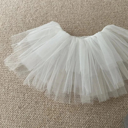 スカート White / S (80-90cm) / 取り寄せ（7〜21日） キッズスカート チュチュ チュールスカート 重ね着 3カラー【mh0005312】