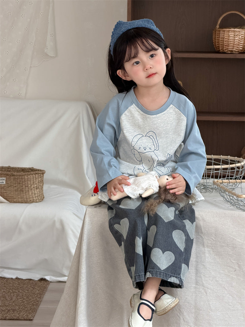 長袖Tシャツ Cartoon Raglan Sleeve T-Shirt ラグラン 長袖Tシャツ【mh0012205】