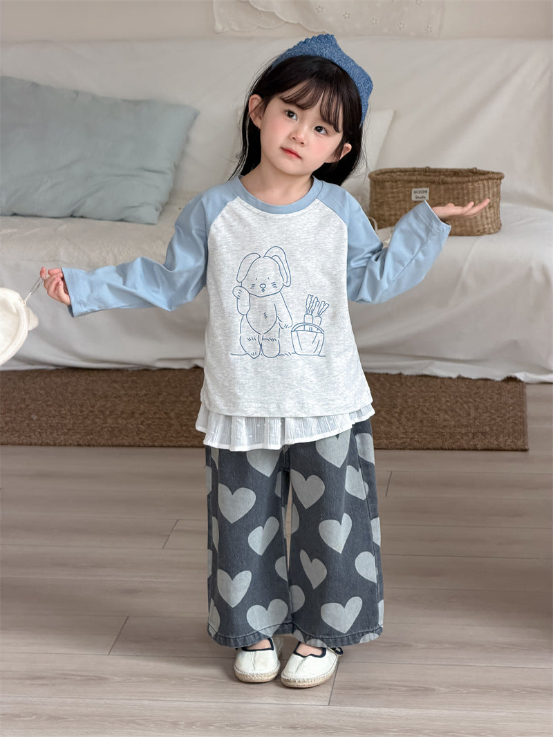 長袖Tシャツ Cartoon Raglan Sleeve T-Shirt ラグラン 長袖Tシャツ【mh0012205】