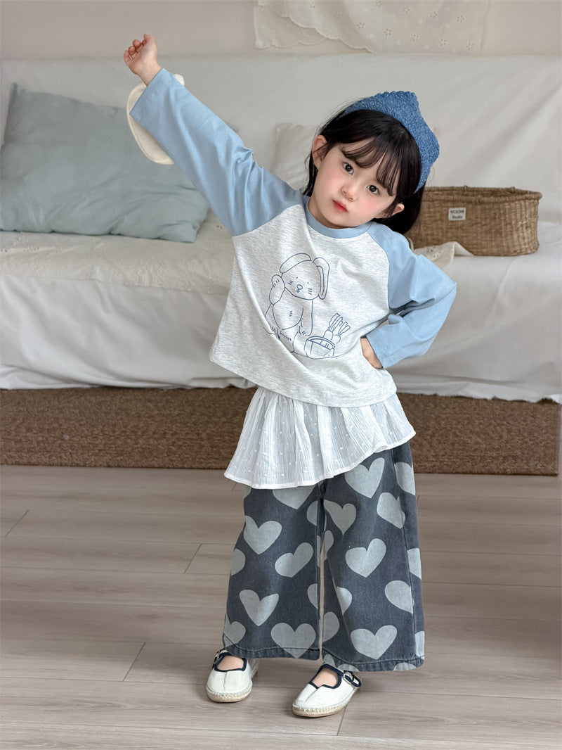 長袖Tシャツ Cartoon Raglan Sleeve T-Shirt ラグラン 長袖Tシャツ【mh0012205】