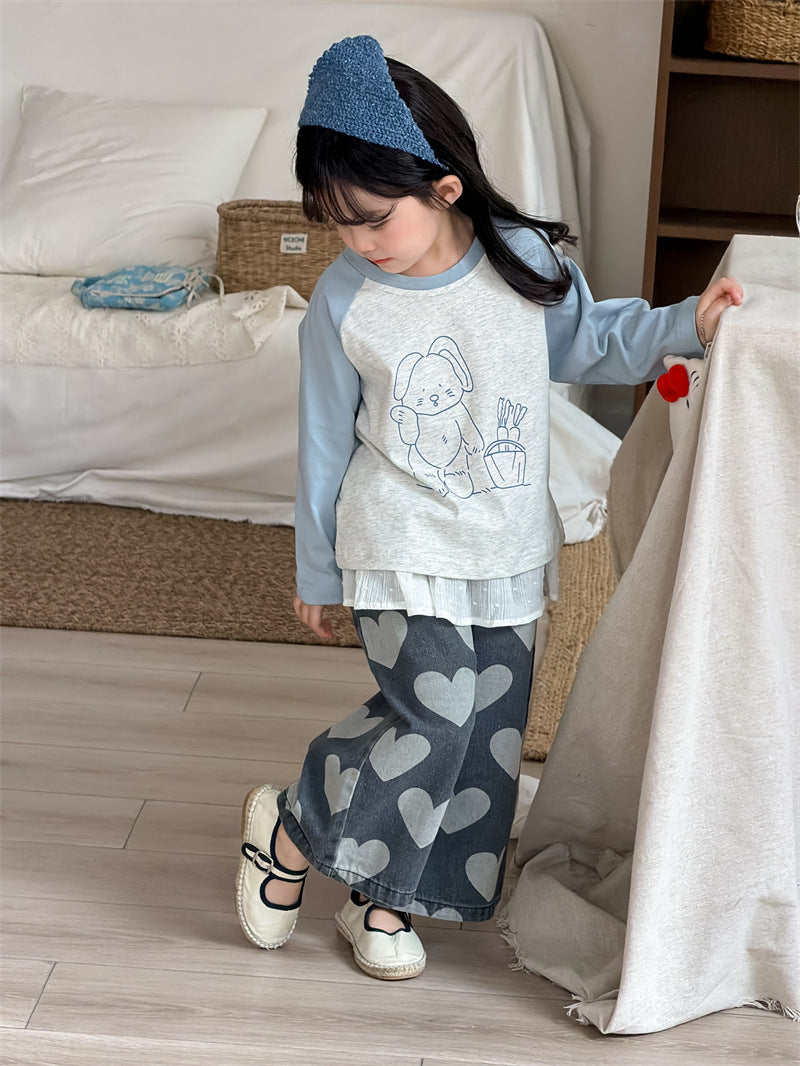 長袖Tシャツ Cartoon Raglan Sleeve T-Shirt ラグラン 長袖Tシャツ【mh0012205】
