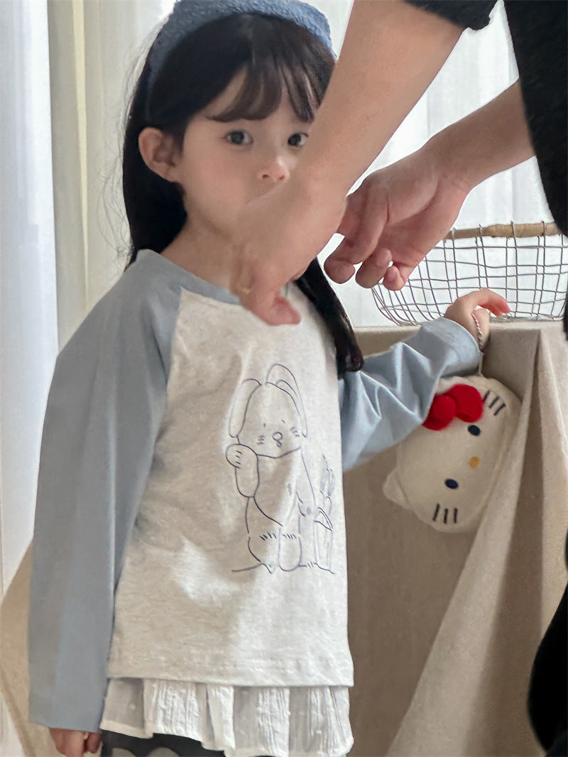 長袖Tシャツ Cartoon Raglan Sleeve T-Shirt ラグラン 長袖Tシャツ【mh0012205】