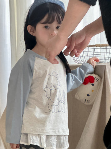 長袖Tシャツ Cartoon Raglan Sleeve T-Shirt ラグラン 長袖Tシャツ【mh0012205】