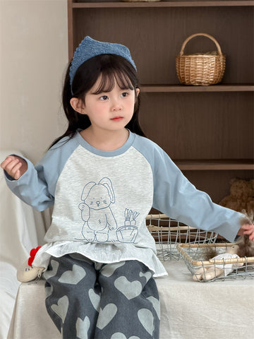 長袖Tシャツ Gray / 80cm Cartoon Raglan Sleeve T-Shirt ラグラン 長袖Tシャツ【mh0012205】