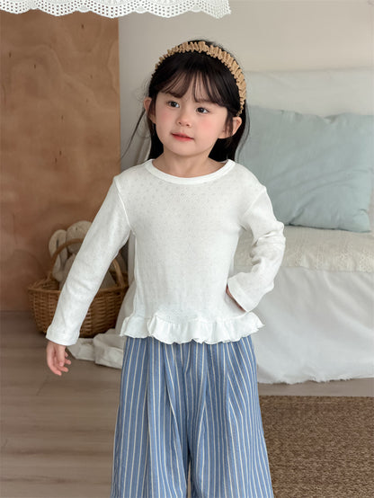 長袖Tシャツ Lace Hem Long Sleeve T-Shirt レース裾 長袖Tシャツ【mh0012200】