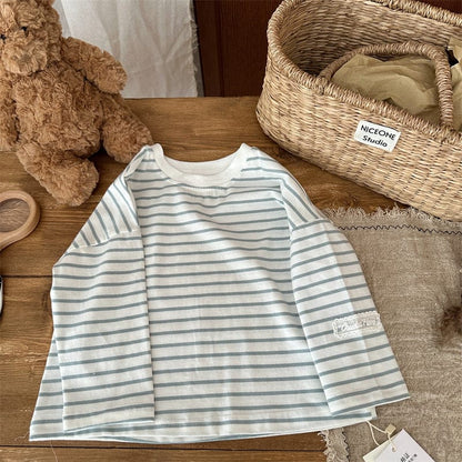 長袖Tシャツ シンプルボーダー長袖Tシャツ【mh0011262】