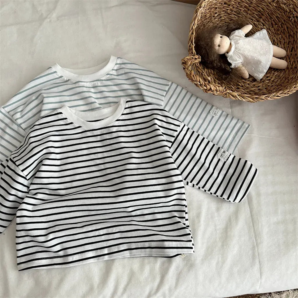 長袖Tシャツ シンプルボーダー長袖Tシャツ【mh0011262】