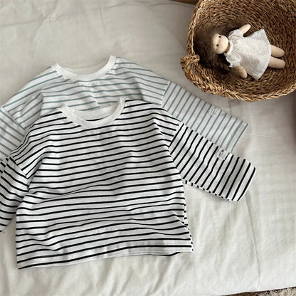 長袖Tシャツ シンプルボーダー長袖Tシャツ【mh0011262】