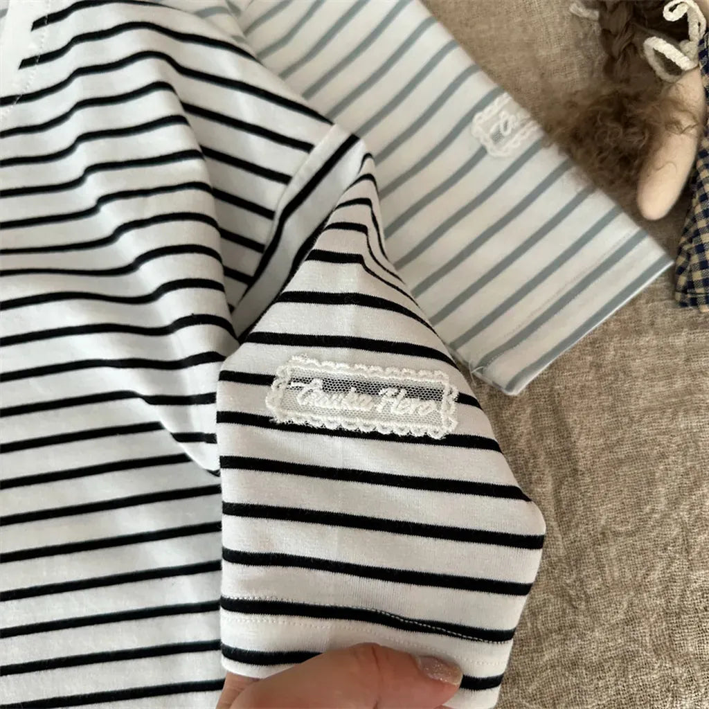 長袖Tシャツ シンプルボーダー長袖Tシャツ【mh0011262】