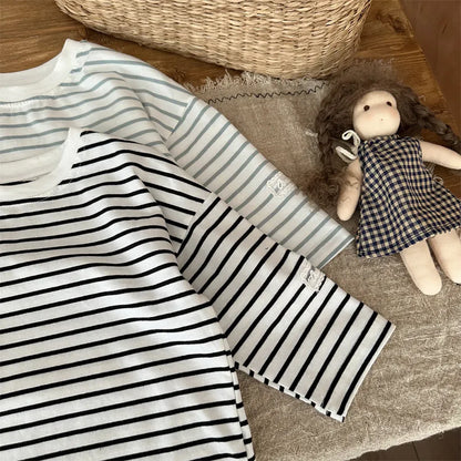 長袖Tシャツ シンプルボーダー長袖Tシャツ【mh0011262】