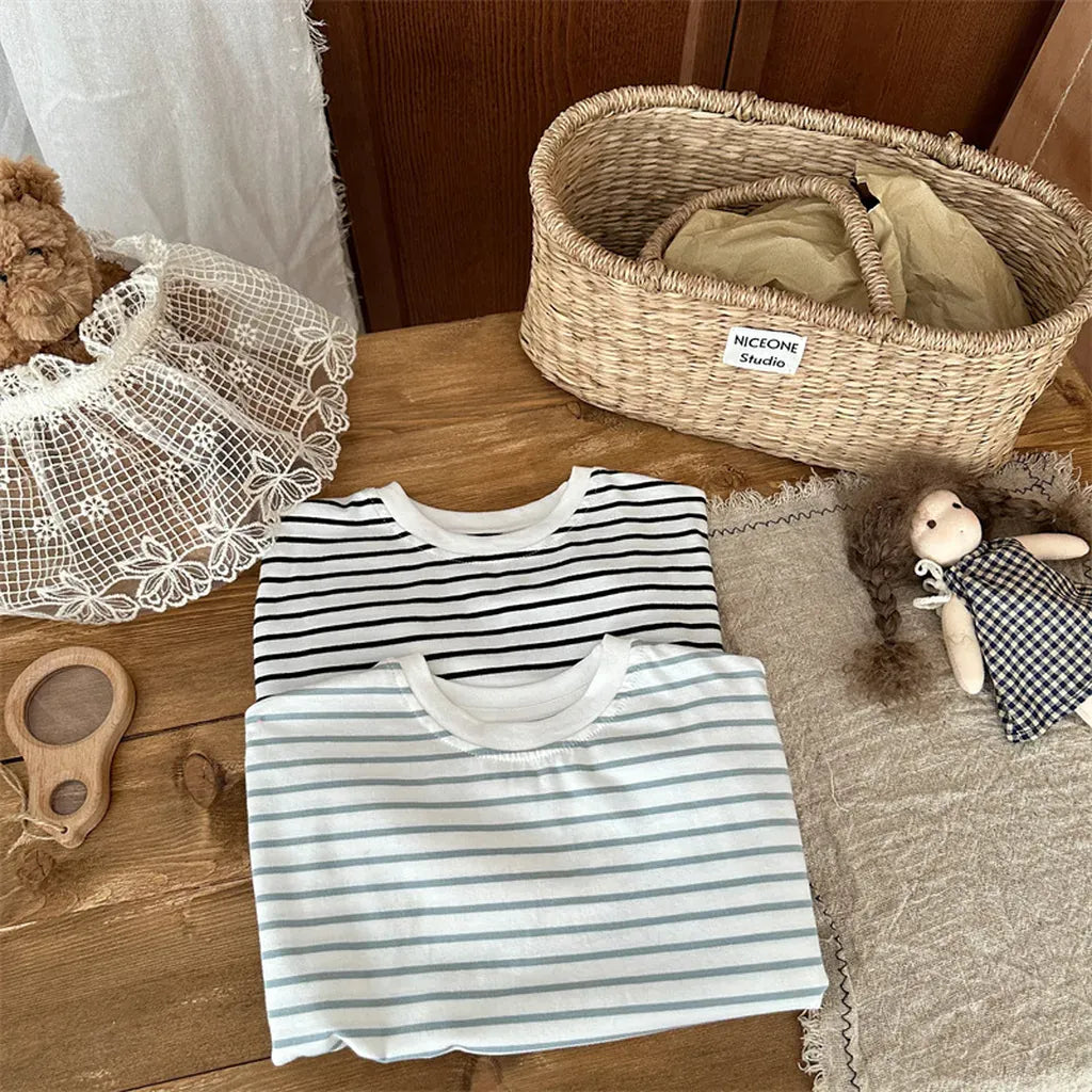 長袖Tシャツ シンプルボーダー長袖Tシャツ【mh0011262】