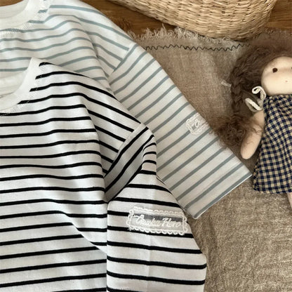 長袖Tシャツ シンプルボーダー長袖Tシャツ【mh0011262】