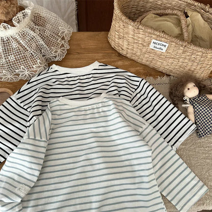 長袖Tシャツ シンプルボーダー長袖Tシャツ【mh0011262】