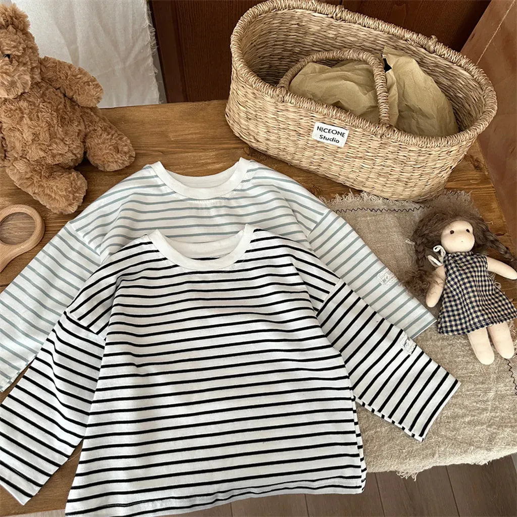 長袖Tシャツ シンプルボーダー長袖Tシャツ【mh0011262】