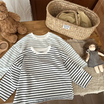 長袖Tシャツ シンプルボーダー長袖Tシャツ【mh0011262】