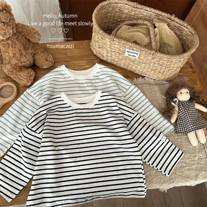 長袖Tシャツ シンプルボーダー長袖Tシャツ【mh0011262】