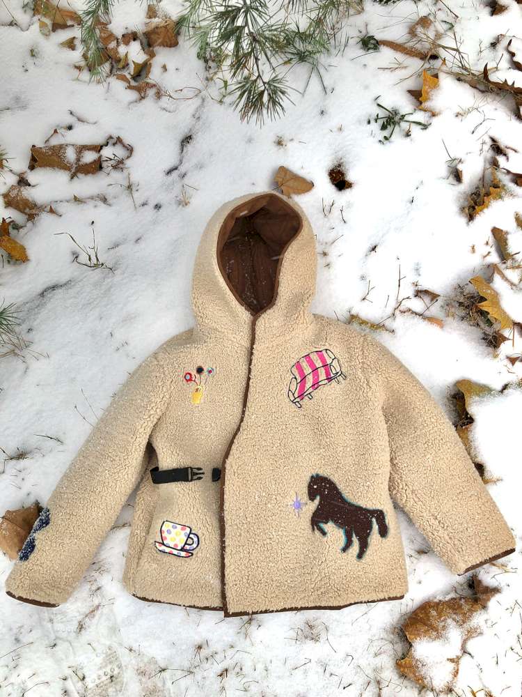 ショートコート・ジャケット・ジャンパー Apricot / 110cm yummy&rocky | Thinsulate Patch Embroidery Alpaca Coat 刺繍入り アルパカ風 中綿コート【mh0020044】