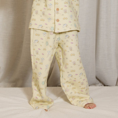 長袖パジャマ Beige Bear Pants / 170cm yummy&rocky | Cotton Embroidery Print Home Set コットン刺繍プリントルームウェア【mh0020096】