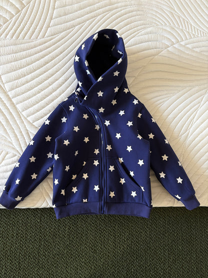 長袖セットアップ Blue star sweatshirt / 110cm yummy&rocky | Polka Dot Star Print Fleece Tracksuit 星柄プリント フリース セットアップ【mh0020045】