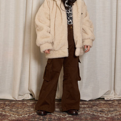 ロングパンツ・スウェットパンツ Brown / 110cm yummy&rocky | Thickened Brushed Denim Cargo Pants 裏起毛デニムカーゴベルボトム【mh0020094】