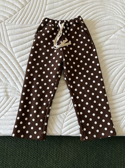 長袖セットアップ Brown polka dot sweatpants / 110cm yummy&rocky | Polka Dot Star Print Fleece Tracksuit 星柄プリント フリース セットアップ【mh0020045】