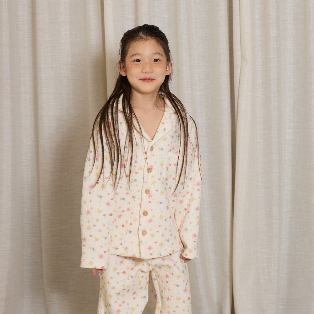 長袖パジャマ Colorful Star Tops / 170cm yummy&rocky | Cotton Embroidery Print Home Set コットン刺繍プリントルームウェア【mh0020096】