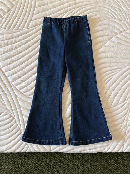 デニムパンツ Dark blue bootcut pants / 110cm yummy&rocky | Thickened Brushed Denim Bootcut Jeans 裏起毛 デニム ブーツカット ジーンズ【mh0020041】