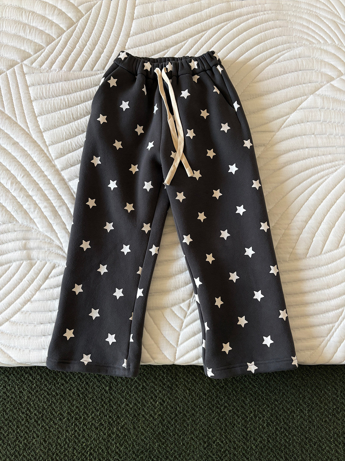 長袖セットアップ Dark gray star sweatpants / 110cm yummy&rocky | Polka Dot Star Print Fleece Tracksuit 星柄プリント フリース セットアップ【mh0020045】