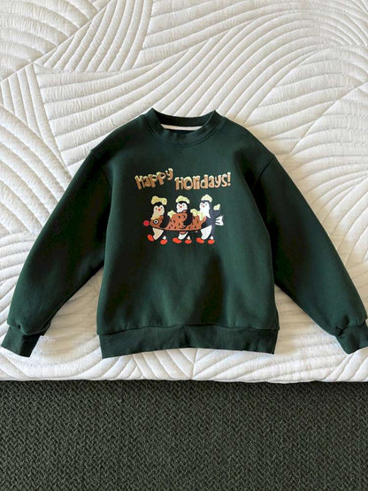 トレーナー・フーディ Dark Green / 110cm yummy&rocky | 3D Penguin Luminous Plush Hoodie ペンギン 蓄光プリント 裏起毛 スウェット【mh0020060】