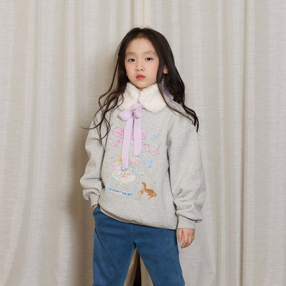 トレーナー・フーディ Light Gray / 110cm yummy&rocky | Animal Print Fleece Thermal Sweatshirt アニマルプリント暖かフリーススウェット【mh0020097】
