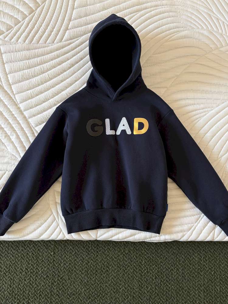 長袖セットアップ Navy Blue sweatshirts / 110cm yummy&rocky | Grating Anti-Static Fleece Tracksuit スマイリープリント 裏起毛 セットアップ【mh0020055】