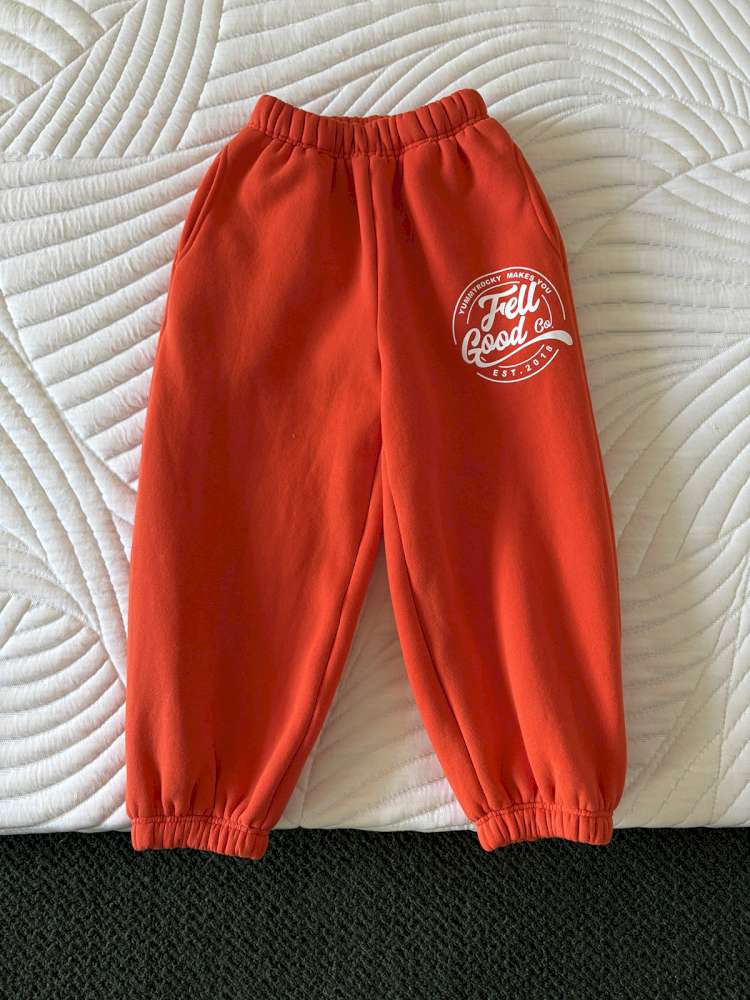 長袖セットアップ Orange sweatpants / 110cm yummy&rocky | Patch Embroidery Printed Fleece Set 刺繍入り プリント裏起毛 セットアップ【mh0020051】